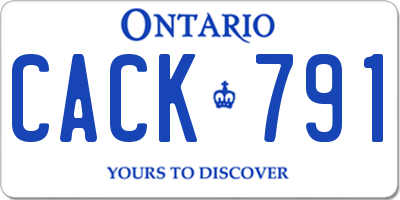 ON license plate CACK791