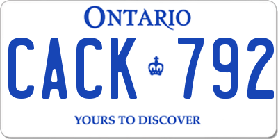 ON license plate CACK792