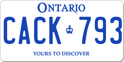 ON license plate CACK793