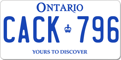 ON license plate CACK796