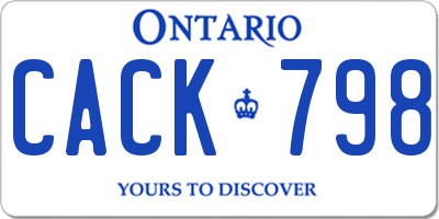 ON license plate CACK798