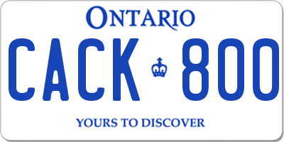 ON license plate CACK800