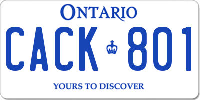 ON license plate CACK801