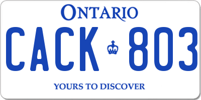 ON license plate CACK803