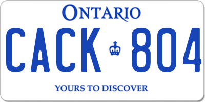 ON license plate CACK804