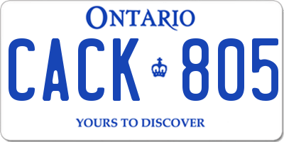 ON license plate CACK805