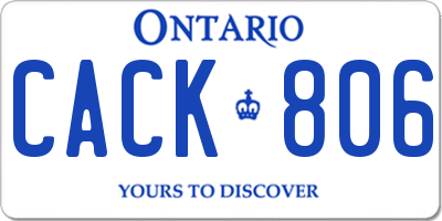 ON license plate CACK806