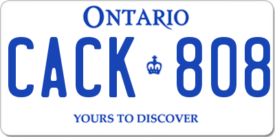 ON license plate CACK808