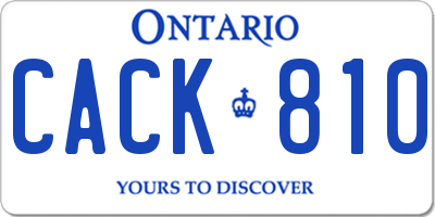 ON license plate CACK810