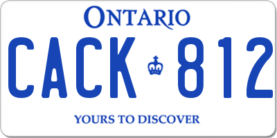 ON license plate CACK812