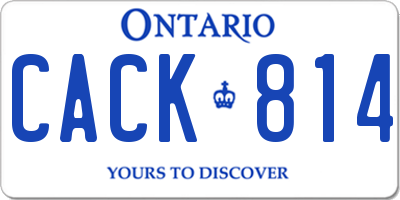 ON license plate CACK814