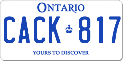 ON license plate CACK817