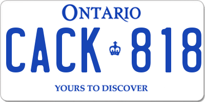 ON license plate CACK818