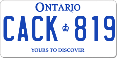 ON license plate CACK819