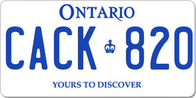 ON license plate CACK820