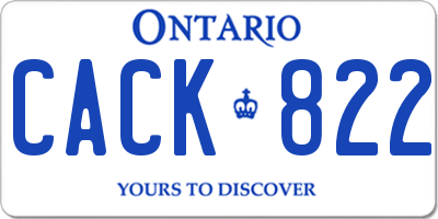 ON license plate CACK822