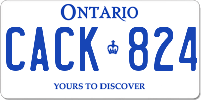 ON license plate CACK824