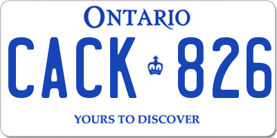 ON license plate CACK826