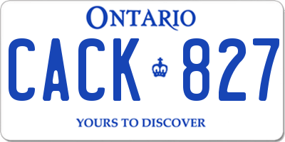 ON license plate CACK827