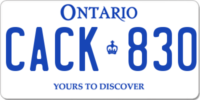 ON license plate CACK830