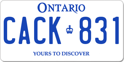 ON license plate CACK831