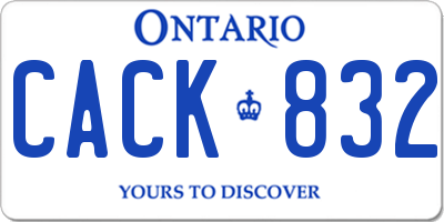 ON license plate CACK832