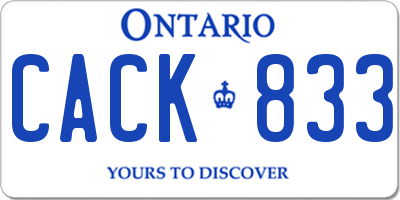 ON license plate CACK833