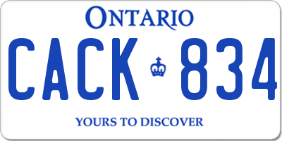 ON license plate CACK834