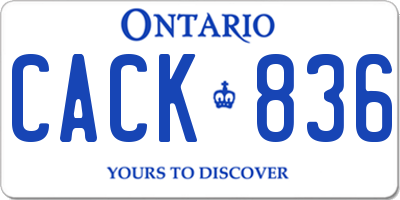 ON license plate CACK836