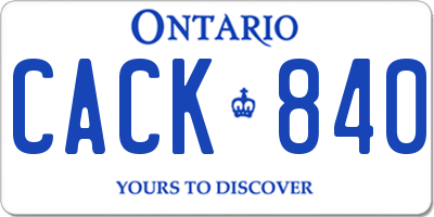 ON license plate CACK840