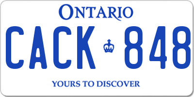 ON license plate CACK848