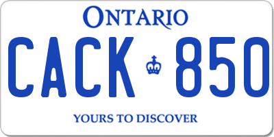 ON license plate CACK850