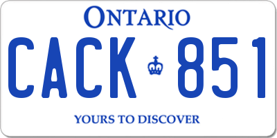 ON license plate CACK851