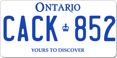 ON license plate CACK852