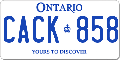 ON license plate CACK858