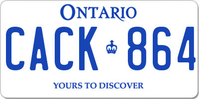 ON license plate CACK864