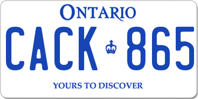 ON license plate CACK865