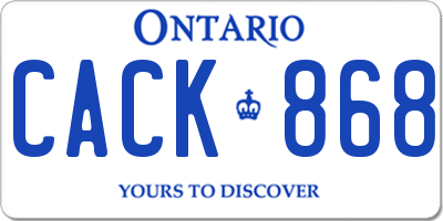 ON license plate CACK868