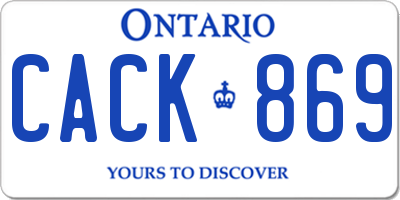 ON license plate CACK869