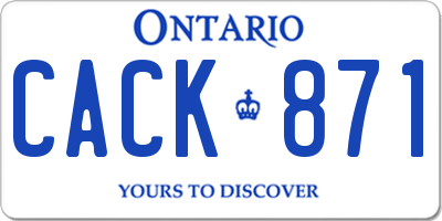 ON license plate CACK871