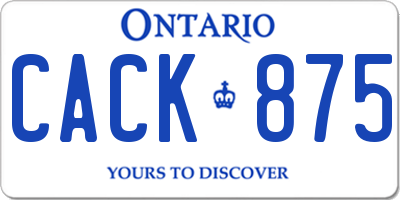 ON license plate CACK875