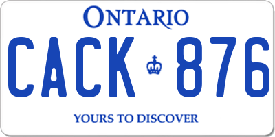 ON license plate CACK876