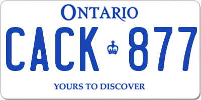 ON license plate CACK877