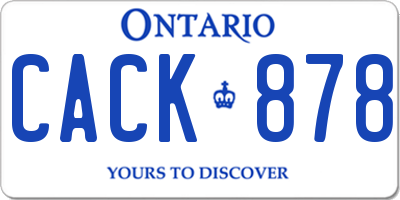 ON license plate CACK878