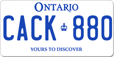 ON license plate CACK880