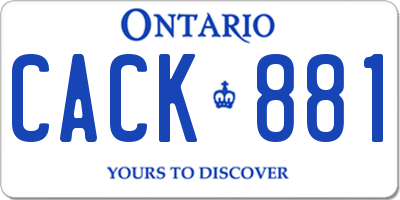 ON license plate CACK881