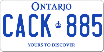 ON license plate CACK885