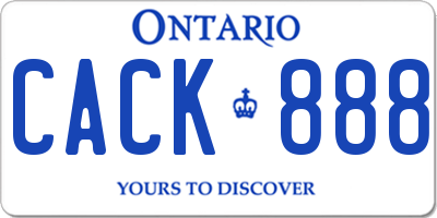 ON license plate CACK888