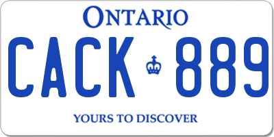 ON license plate CACK889