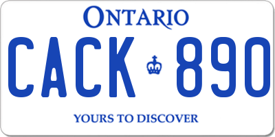 ON license plate CACK890